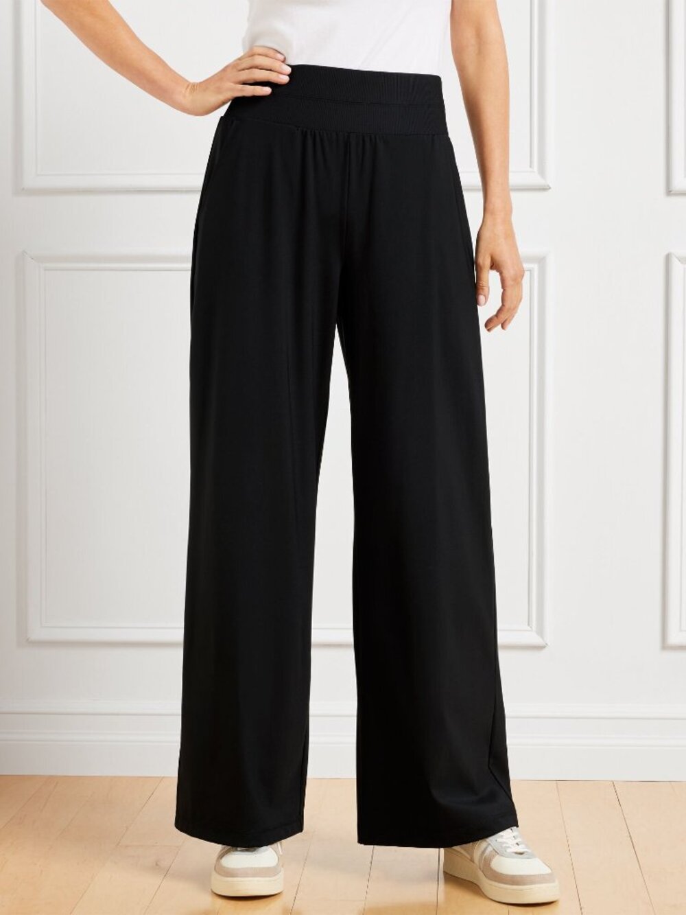 NWT Talbots Womens Size XL Black Out and About Stretch Wide Leg Pants NEW